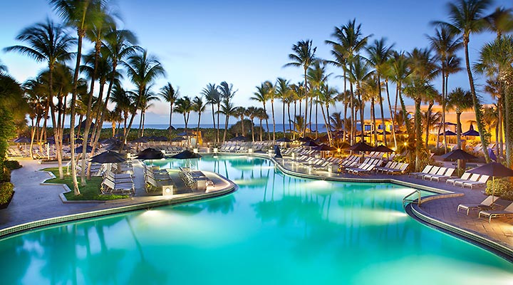 Pool view at dusk