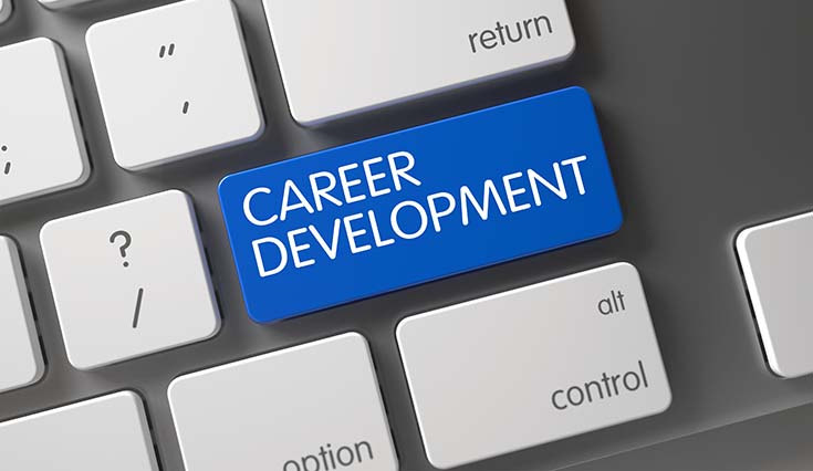 Image of keyboard key that reads "career development"
