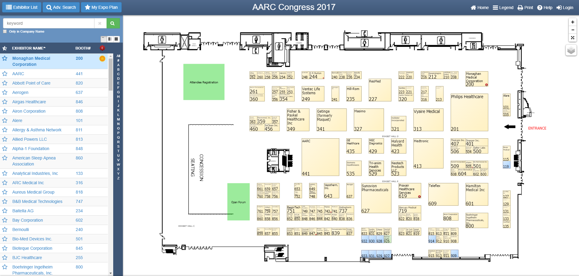 map of exhibit hall