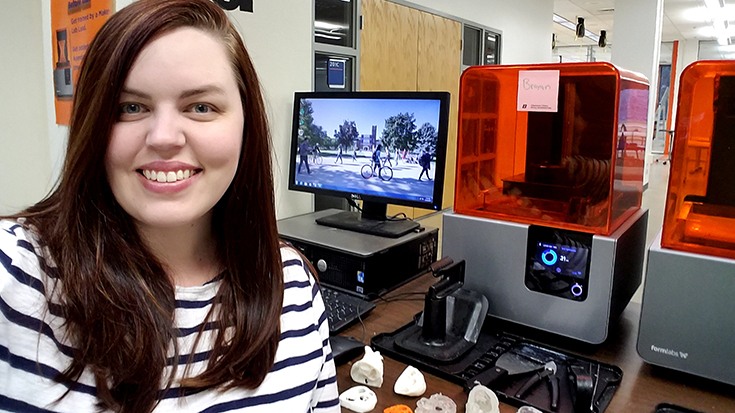 samantha davis shows off 3D printer