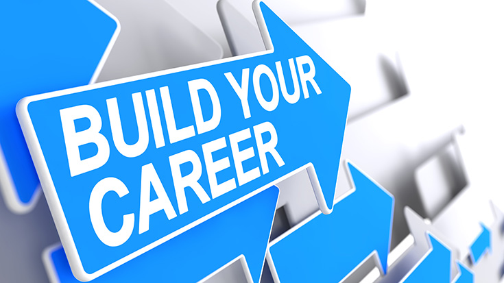 Image of upward arrow with the words "build your career"