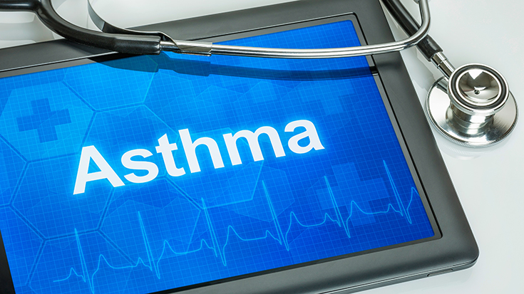 image of tablet displaying the word "asthma"