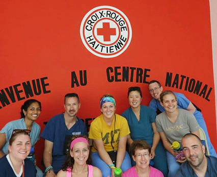 Kellie Carroll and fellow volunteers in Haiti