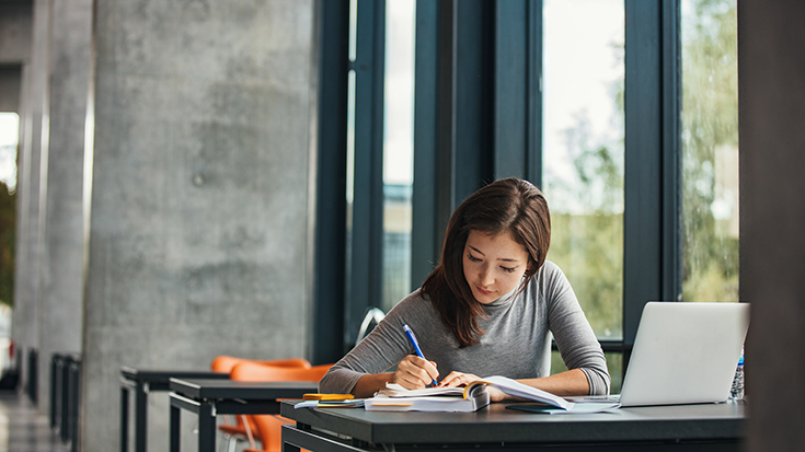 image of woman studying