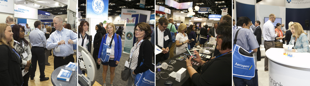 Collage of scenes from exhibit hall at 2017 AARC Congress