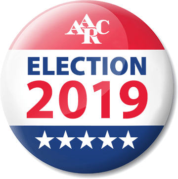 Image of button that reads "election 2019"