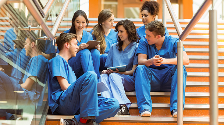 Image of young nurses having a conversation