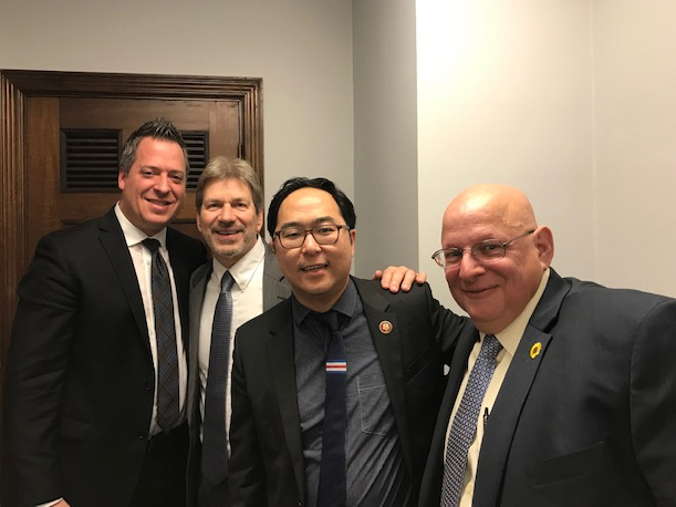 Steve Vinton and the team from New Jersey enjoyed a photo op with Rep. Andy Kim, who told them his son has asthma.