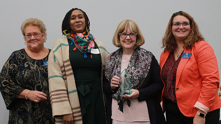 Good Press: (L to R) Kris Moulard, alumni committee; Tanya Millner, acting CEO; Kerry McNiven, MS, RRT; and Diana Reid, director of development and alumni relations.
