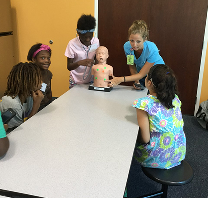 photo of kayelene teaching children about respiratory conditions