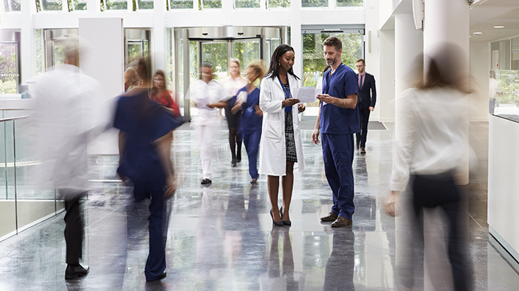 image of busy hospital walkway