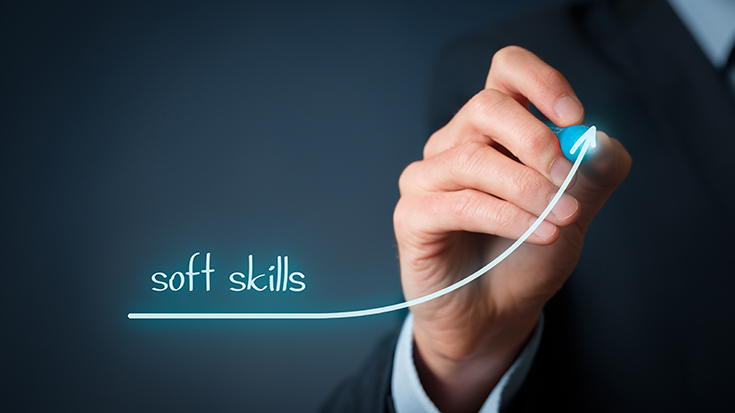 image of man sharting soft skills goal upward