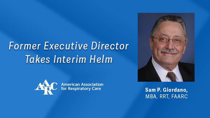 Graphic announcement of Sam Giordano taking interim helm
