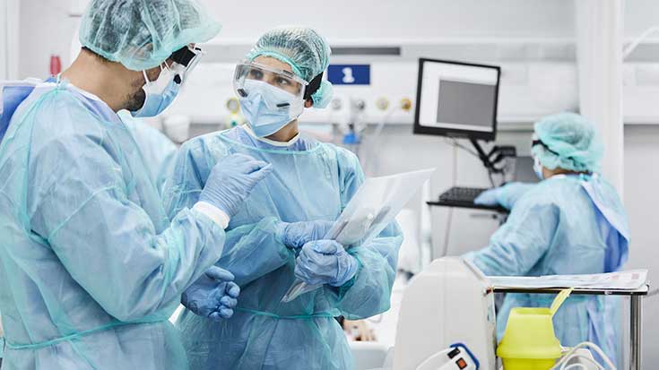Healthcare workers at a hospital