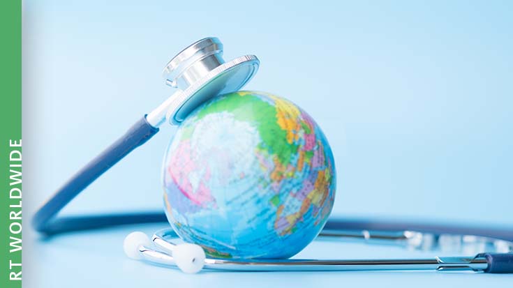 image of globe with stethoscope around it