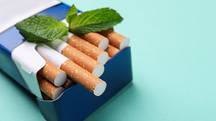 cigarettes with mint leaves