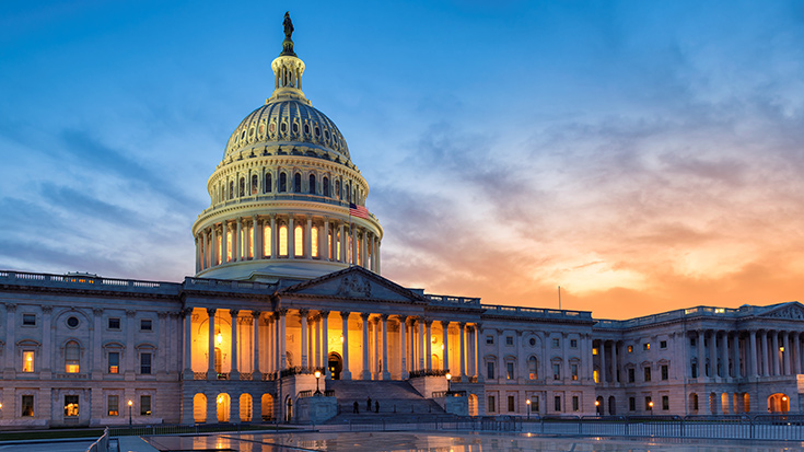 image of the u.s. capitol at sunset