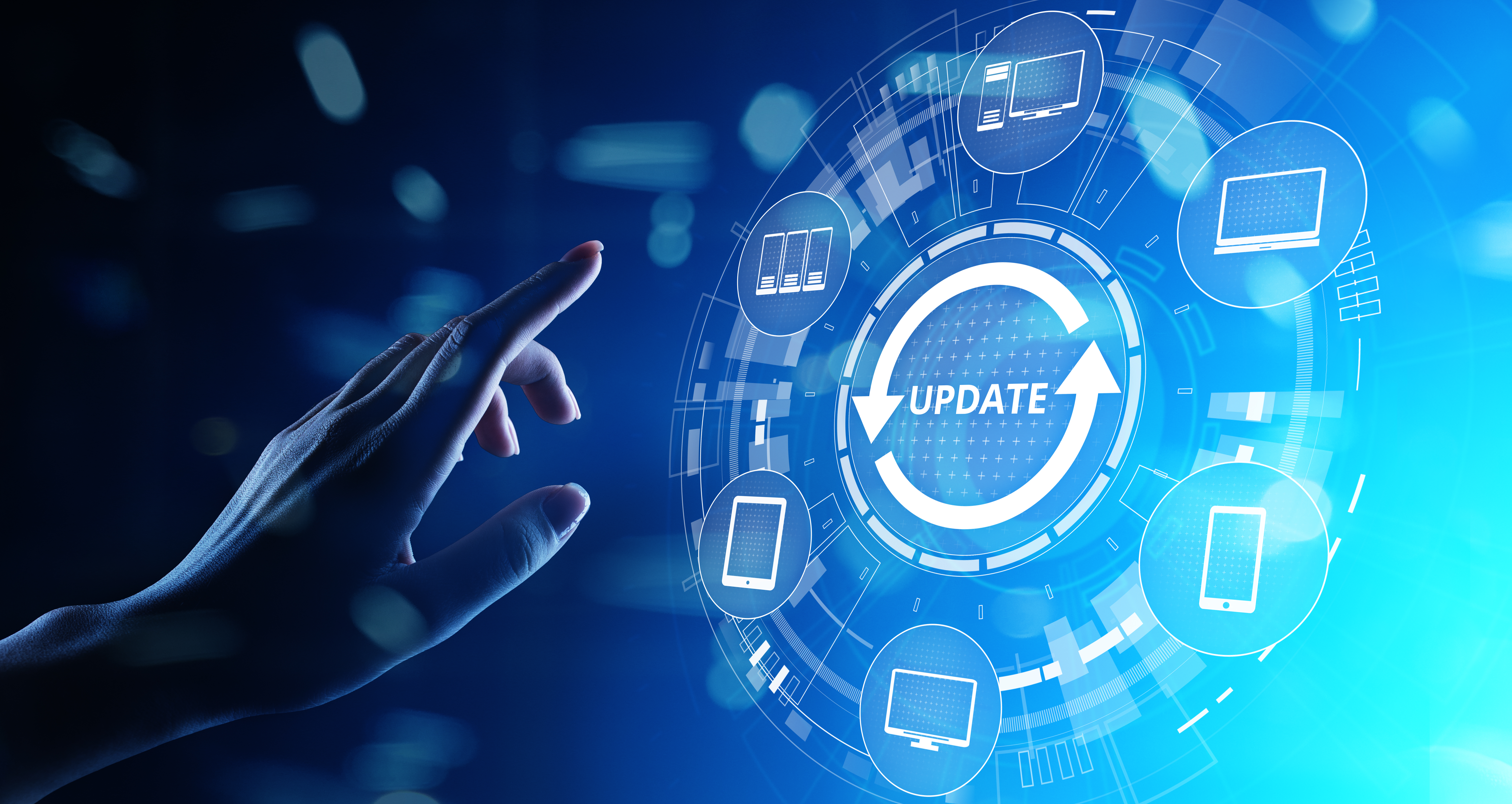 image of hand reaching toward update button