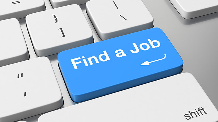 Image of computer key that reads: "find a job" with an arrow