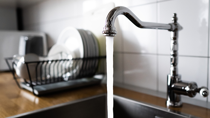 image of sink with running water