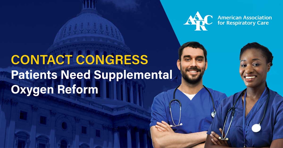 AARC Graphic that reads: CONTACT CONGRESS — Patients need supplemental oxygen reform