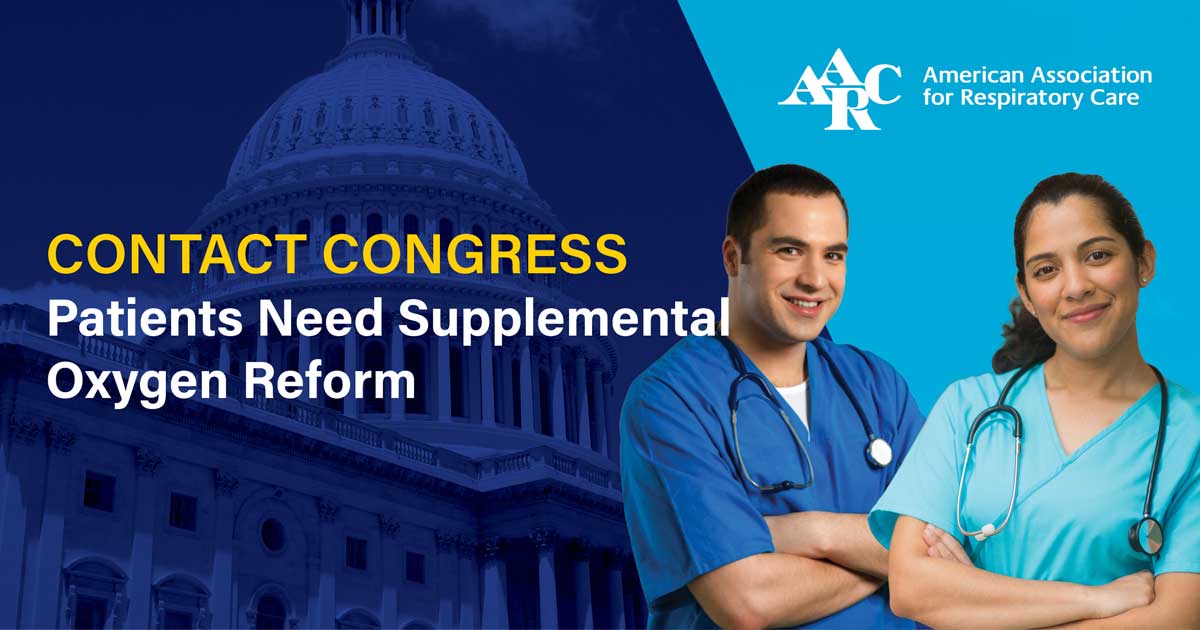 AARC Graphic that reads: CONTACT CONGRESS — Patients need supplemental oxygen reform