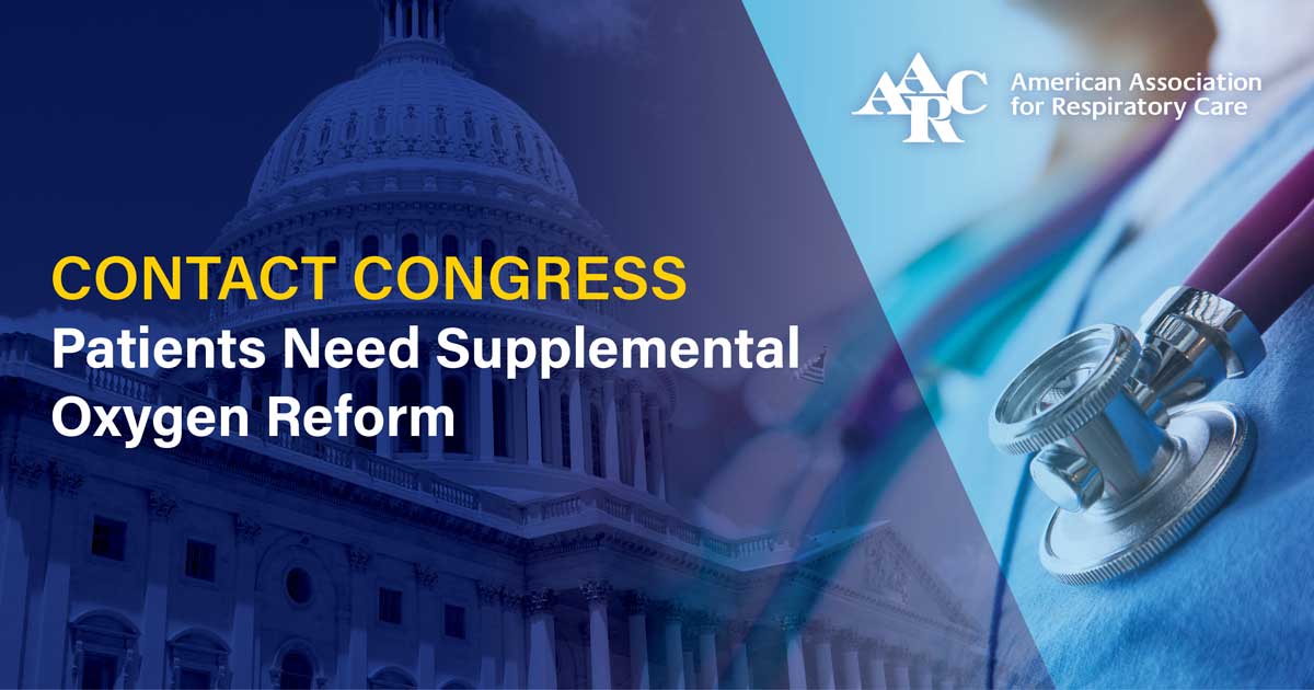 AARC Graphic that reads: CONTACT CONGRESS — Patients need supplemental oxygen reform